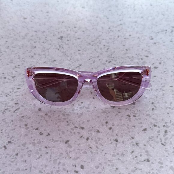 Gucci 1521S 004 Violet Violet Brown Sunglasses Women T140 - Picture 10 of 12
